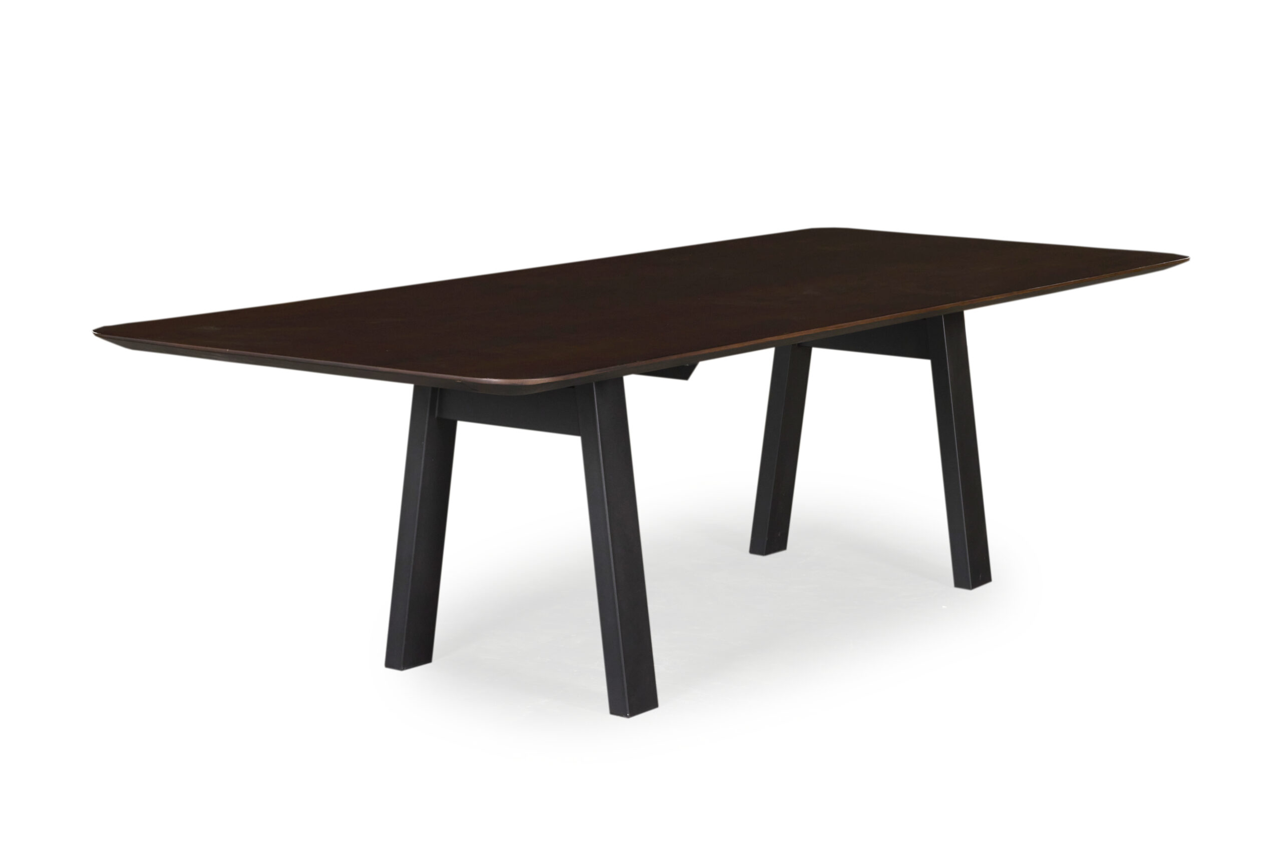 Malvern Dining Table - American Oak - Brushed Black Finish - Curve Flat Ribbed Base - Dimensions: L: 3400mm x W: 1200mm x H: 750mm