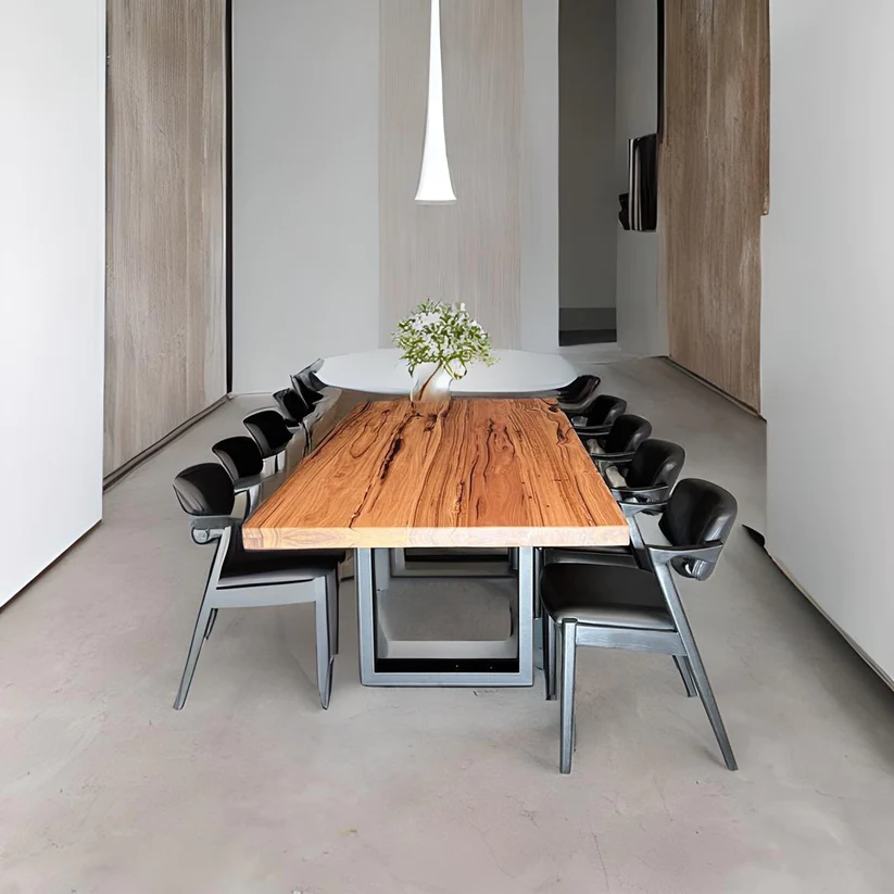 Blanc Dining Table - A versatile masterpiece by Arranmore Furniture, showcasing a customizable U-shaped base available in steel or timber. Ideal for adding elegance and versatility to any dining space.