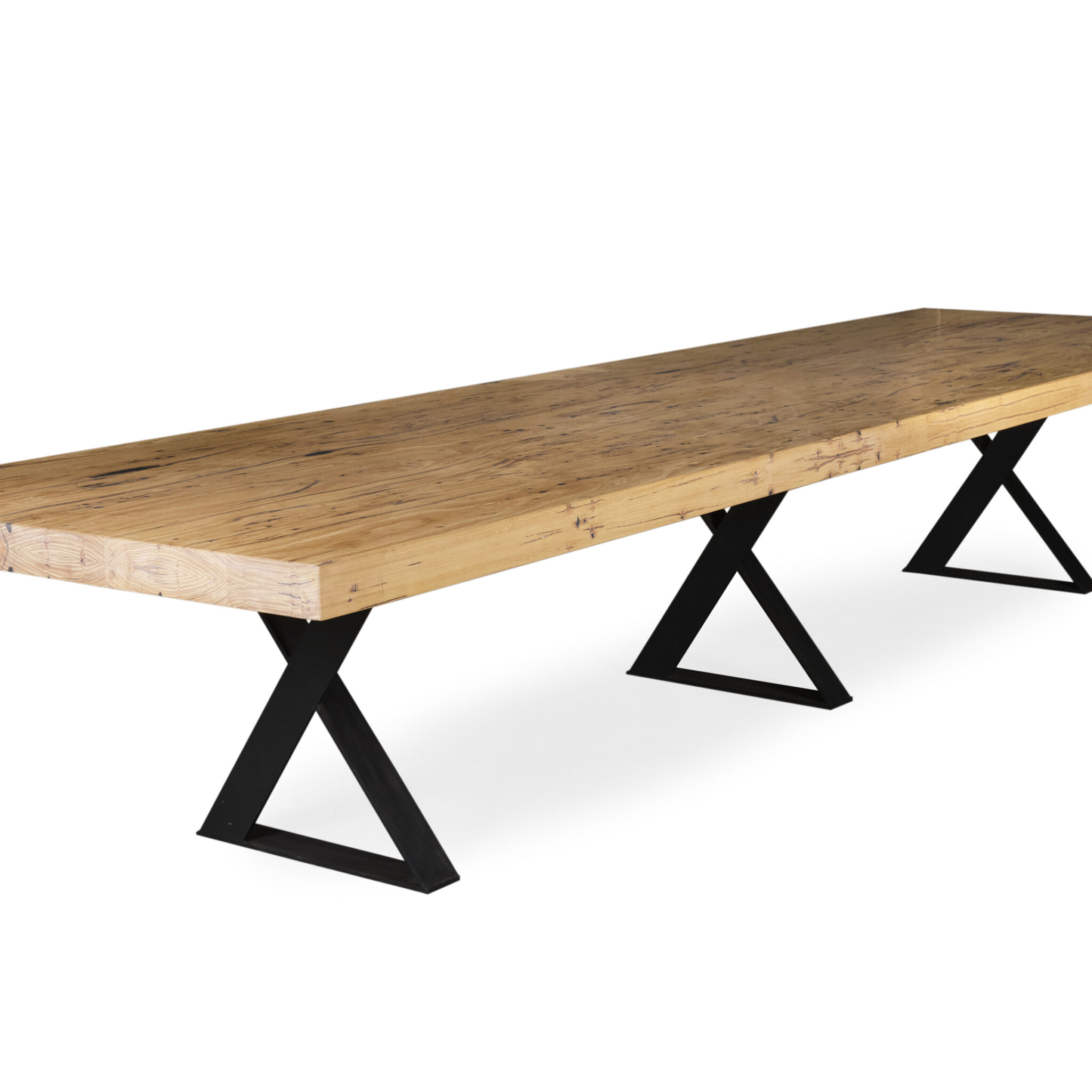 Kros Dining Table: Victorian Ash timber, dimensions L: 4500mm x W: 1200mm x H: 750mm, sleek pencil edge, finished in white oil, supported by U leg base." This alt text succinctly describes the key features of the table.