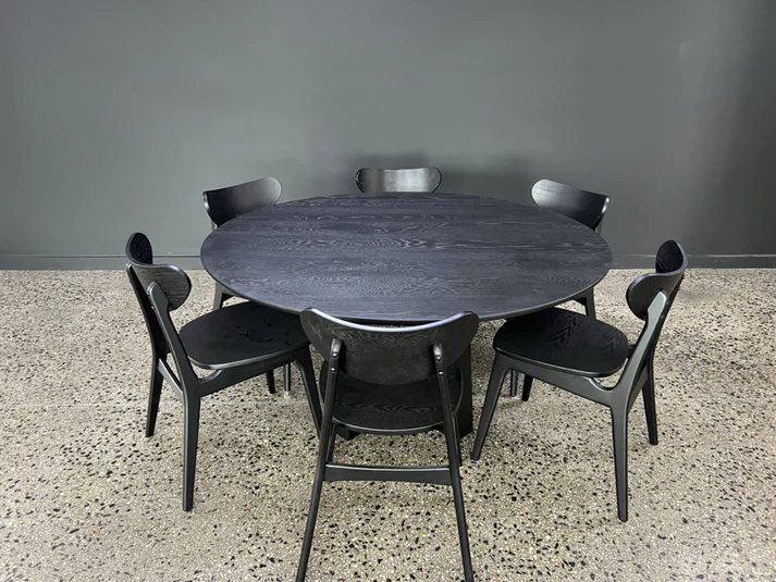 Cottesloe Round Dining Table A stylish centerpiece by Arranmore Furniture showcasing an Undercut Convex 25mm edge Perfect for modern dining spaces seeking contemporary sophistication