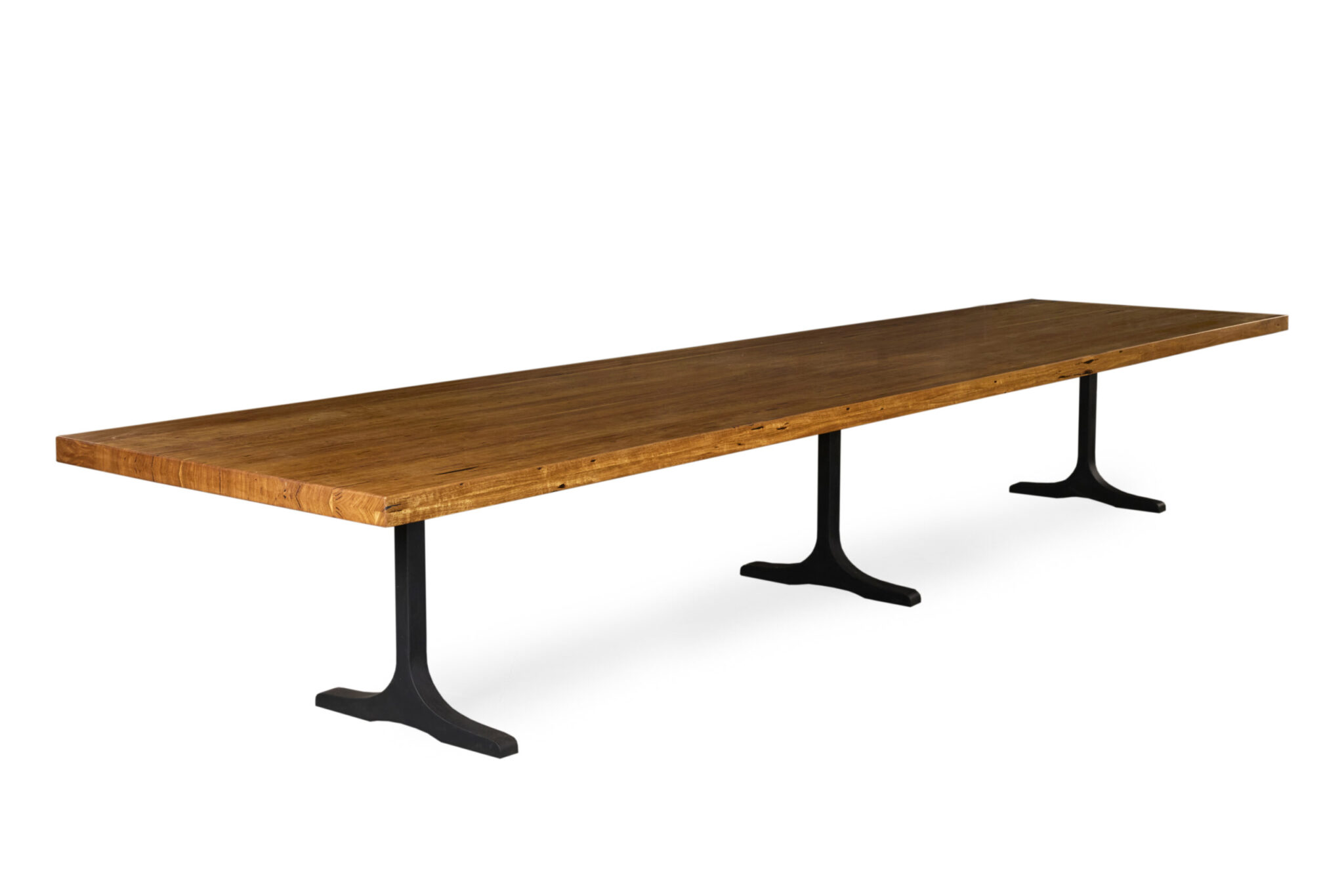 Arranmore Furniture presents Rose Bay Dining Table Custom Edge Victorian Ash timber with I Beam Black Steel base Ideal for gatherings Handcrafted excellence