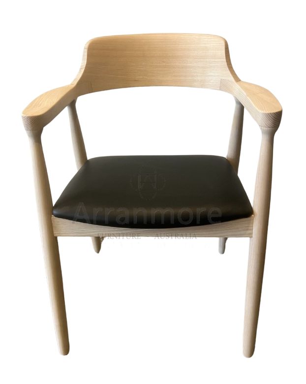 Modern Akita Dining Chair in White and Black Ash finishes crafted from solid timber