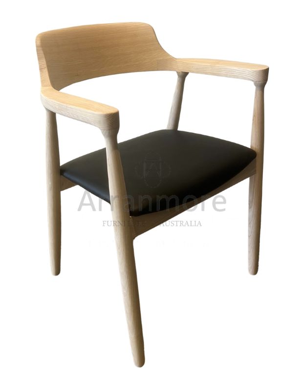 Modern Akita Dining Chair in White and Black Ash finishes crafted from solid timber