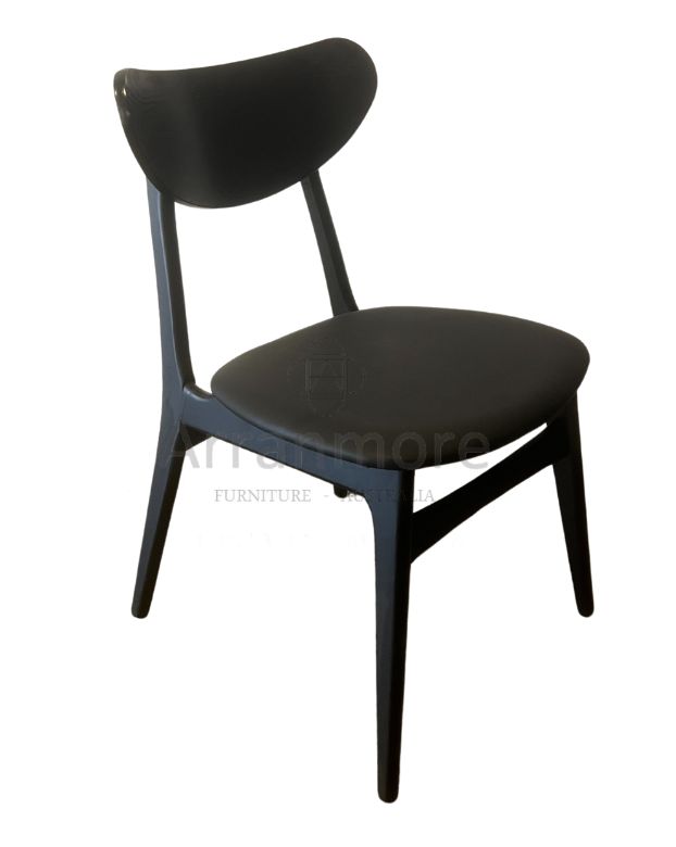 C52 dining chair with natural color timber and black ash, customizable upholstery