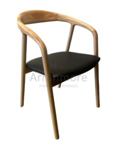 Milano Chair with Padded Seat in Walnut, White Ash, Black Ash, or Victorian Ash timber options. Customizable seat color. Contact us for details.