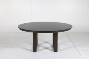 Porcelain Outdoor Round Dining Table with marble top and customizable timber or steel base by Arranmore Furniture